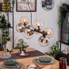 Gastor hanging light, globe light, pendant light Amber, clear, Smoke-coloured, 8-light sources