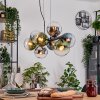 Gastor hanging light, globe light, pendant light blue, chrome, green, clear, Smoke-coloured, 8-light sources