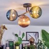 Chehalis ceiling light, globe light blue, green, coppery, 3-light sources
