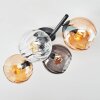 Koyoto ceiling light, globe light Amber, clear, Smoke-coloured, 4-light sources