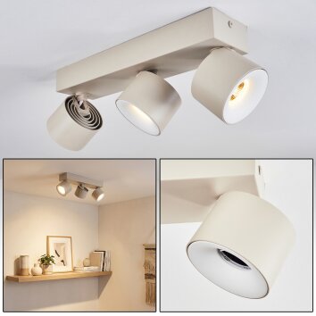 Narel ceiling light LED sand-coloured, 3-light sources
