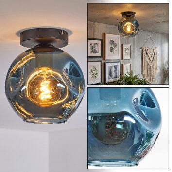 Ripoll ceiling light, globe light blue, 1-light source