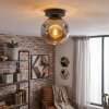 Ripoll ceiling light, globe light chrome, Smoke-coloured, 1-light source