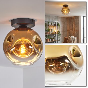 Ripoll ceiling light, globe light gold, clear, 1-light source
