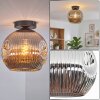 Ripoll ceiling light, globe light chrome, Smoke-coloured, 1-light source