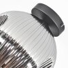 Ripoll ceiling light, globe light chrome, Smoke-coloured, 1-light source