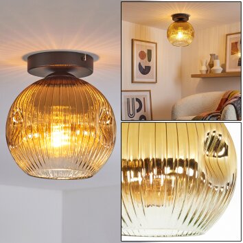 Ripoll ceiling light, globe light gold, clear, 1-light source