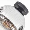 Ripoll ceiling light, globe light chrome, clear, Smoke-coloured, 1-light source