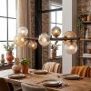 Chehalis hanging light, globe light, pendant light Amber, clear, Smoke-coloured, 8-light sources