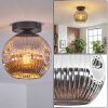 Ripoll ceiling light, globe light chrome, Smoke-coloured, 1-light source