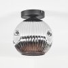 Ripoll ceiling light, globe light chrome, Smoke-coloured, 1-light source