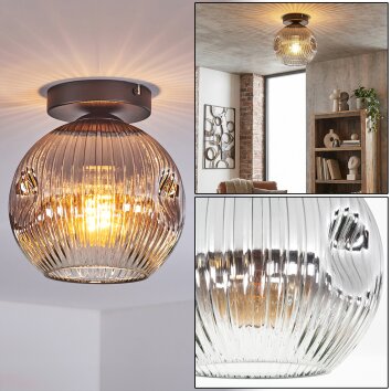 Ripoll ceiling light, globe light clear, Smoke-coloured, 1-light source