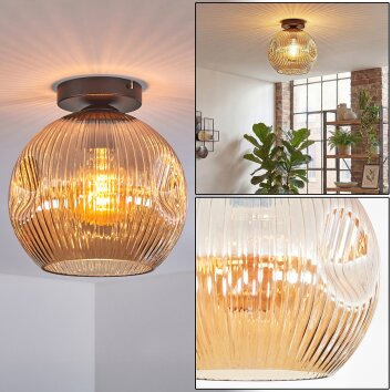 Ripoll ceiling light, globe light Amber, 1-light source
