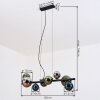 Chehalis hanging light, globe light, pendant light blue, chrome, green, Smoke-coloured, 8-light sources