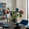 Chehalis hanging light, globe light, pendant light blue, green, coppery, 8-light sources