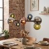 Chehalis hanging light, globe light, pendant light blue, chrome, green, coppery, Smoke-coloured, 8-light sources