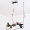 Chehalis hanging light, globe light, pendant light blue, green, coppery, Smoke-coloured, 8-light sources