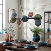 Chehalis hanging light, globe light, pendant light blue, green, coppery, 8-light sources