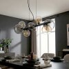 Chehalis hanging light, globe light, pendant light Amber, clear, Smoke-coloured, 8-light sources