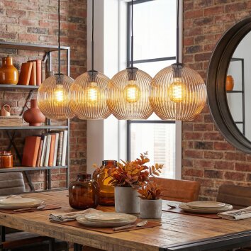 Koyoto hanging light, globe light, pendant light Amber, 4-light sources