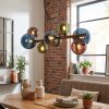 Chehalis hanging light, globe light, pendant light blue, green, coppery, 8-light sources