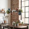 Chehalis hanging light, globe light, pendant light blue, chrome, green, coppery, Smoke-coloured, 8-light sources