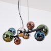 Chehalis hanging light, globe light, pendant light blue, chrome, green, coppery, Smoke-coloured, 8-light sources