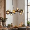 Chehalis hanging light, globe light, pendant light blue, chrome, green, clear, Smoke-coloured, 8-light sources