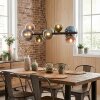 Chehalis hanging light, globe light, pendant light blue, green, clear, coppery, 8-light sources