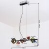 Chehalis hanging light, globe light, pendant light blue, chrome, green, clear, coppery, Smoke-coloured, 8-light sources