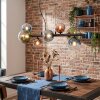 Chehalis hanging light, globe light, pendant light blue, green, clear, coppery, 8-light sources