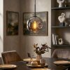 Ripoll hanging light, globe light, pendant light chrome, Smoke-coloured, 1-light source