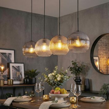 Koyoto hanging light, globe light, pendant light Amber, clear, Smoke-coloured, 4-light sources