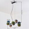 Gastor hanging light, globe light, pendant light blue, chrome, green, Smoke-coloured, 8-light sources