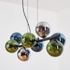 Gastor hanging light, globe light, pendant light blue, chrome, green, Smoke-coloured, 8-light sources