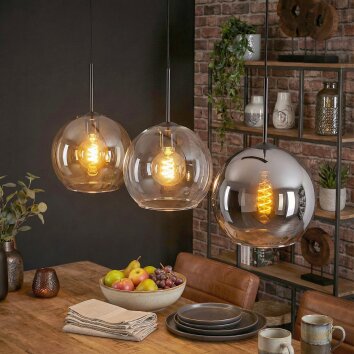 Koyoto hanging light, globe light, pendant light Amber, clear, Smoke-coloured, 3-light sources