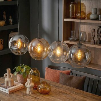 Ripoll hanging light, globe light, pendant light Amber, clear, Smoke-coloured, 4-light sources
