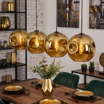 Ripoll hanging light, globe light, pendant light gold, 4-light sources
