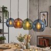 Koyoto hanging light, globe light, pendant light blue, green, coppery, 4-light sources