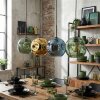 Ripoll hanging light, globe light, pendant light blue, gold, green, 4-light sources