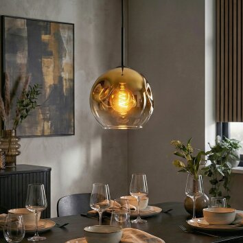 Ripoll hanging light, globe light, pendant light gold, clear, 1-light source