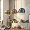 Koyoto hanging light, globe light, pendant light blue, green, clear, coppery, 3-light sources
