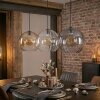 Koyoto hanging light, globe light, pendant light 30 cm Amber, clear, Smoke-coloured, 3-light sources