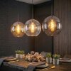 Koyoto hanging light, globe light, pendant light 30 cm Amber, clear, Smoke-coloured, 3-light sources