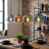 Koyoto hanging light, globe light, pendant light blue, green, clear, coppery, 4-light sources