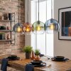 Koyoto hanging light, globe light, pendant light blue, green, clear, coppery, 4-light sources