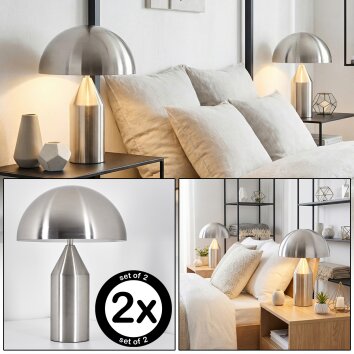 Rilon table lamp matt nickel, 2-light sources