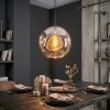 Ripoll hanging light, globe light, pendant light chrome, Smoke-coloured, 1-light source