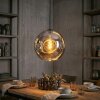 Ripoll hanging light, globe light, pendant light chrome, Smoke-coloured, 1-light source