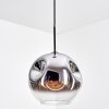 Ripoll hanging light, globe light, pendant light chrome, clear, Smoke-coloured, 1-light source